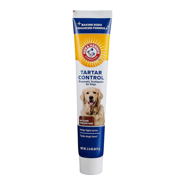 Arm & Hammer for Pets Tartar Control Enzymatic Toothpaste for Dogs Reduces Plaque & Tartar Buildup Safe for Puppies Beef Flavor, 2.5 Ounces Dog Toothpaste (Pack of 1)