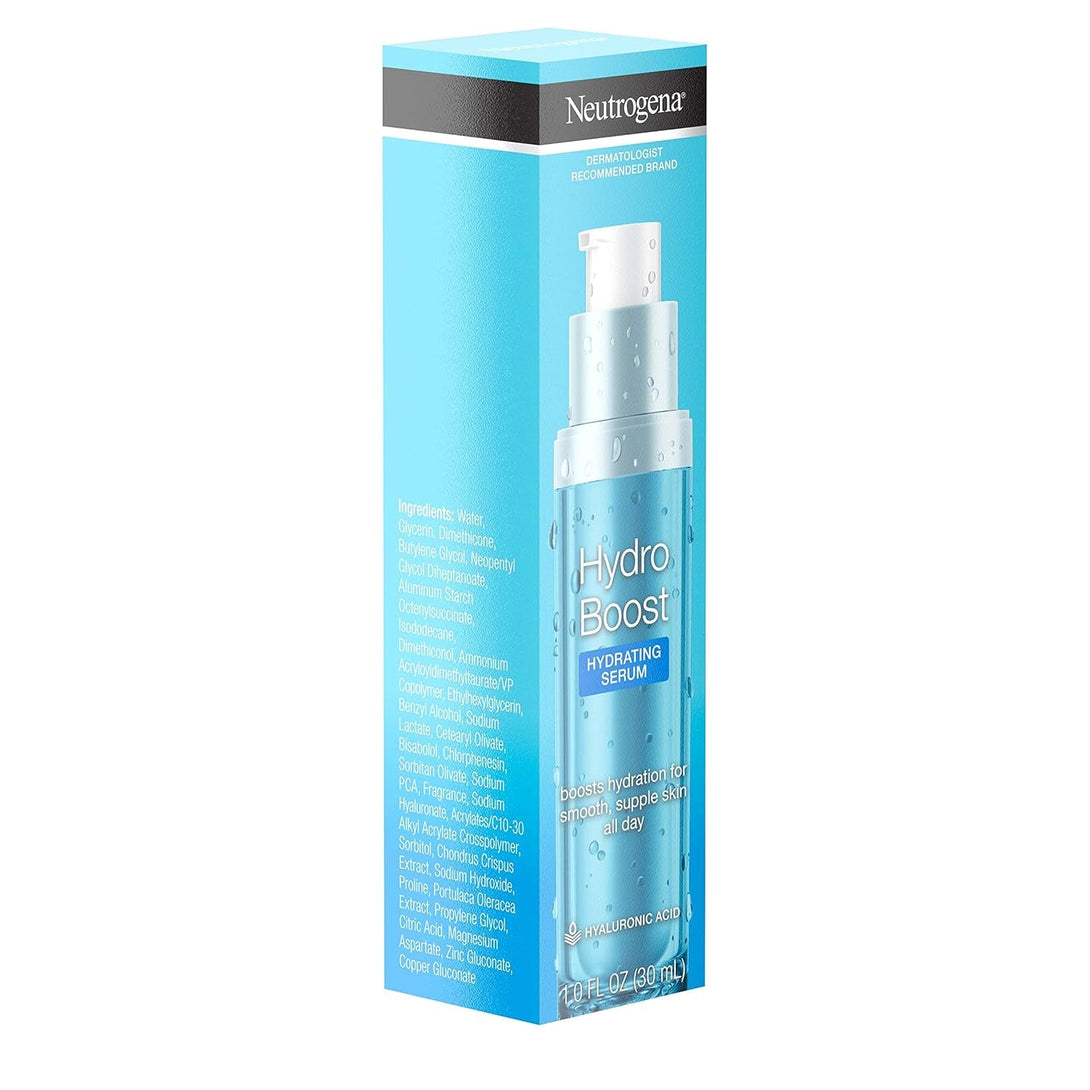 Neutrogena Hydro Boost Hydrating Hyaluronic Acid Serum, Oil-Free and Non-Comedogenic Face Serum Formula for Glowing Complexion, Oil-Free & Non-Comedogenic, 1 Fl. Oz