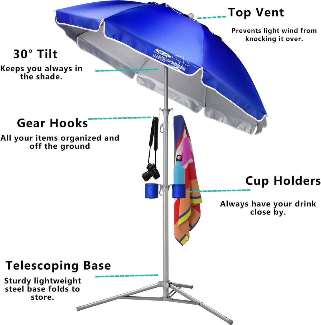 Wondershade Ultimate Portable Sun Shade Umbrella for Instant Lightweight and Adjustable Sun Protection - Blue