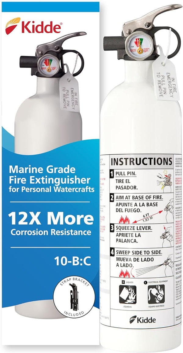 Kidde Mariner PWC Marine Fire Extinguisher for Boats, 5-B:C, 3.3 Lbs., Coast Guard Approved, Mounting Bracket (Included), White