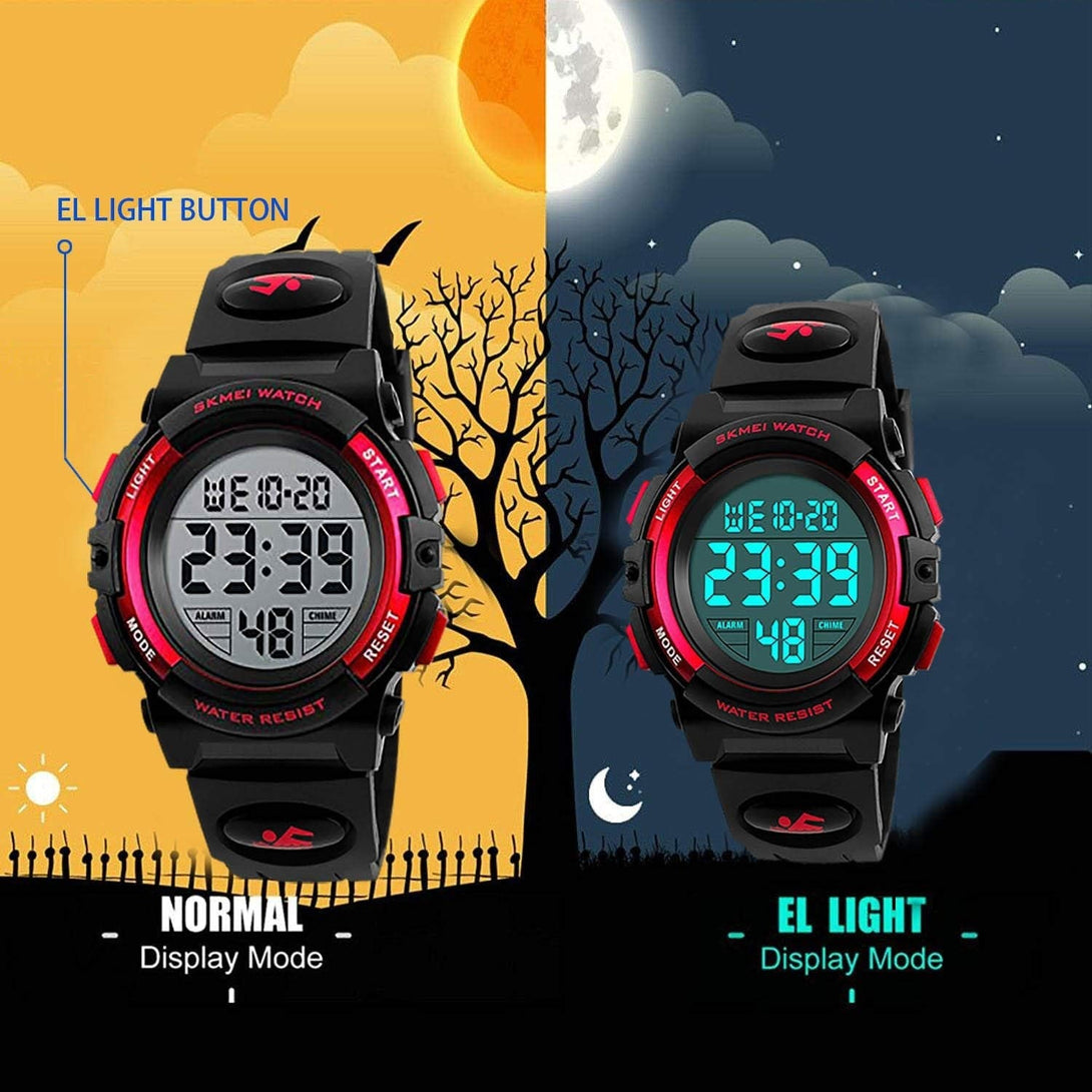 Cofuo Kids Digital Sports Watch for Boys Girls, Boy Waterproof Casual Electronic Analog Quartz 7 Colorful Led Watches with Alarm Stopwatch Silicone Band Luminous Wristatches