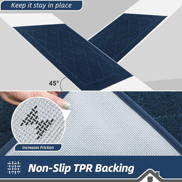 BEQHAUSE Dirt Trapper Door Mat 20" x 32", Doormat Non-Slip, Navy Blue | Entryway Rugs Washable, Dog Door Mat Stain Resistant and Absorbent Welcome