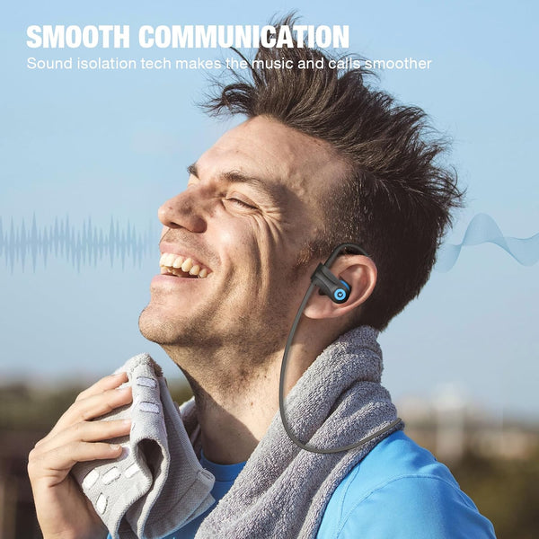 Boean Bluetooth Headphones, Bluetooth 5.3 Wireless Headphones with 16 Hours Playtime, Stereo Bass IPX7 Waterproof Over Ear Earphones AI Music