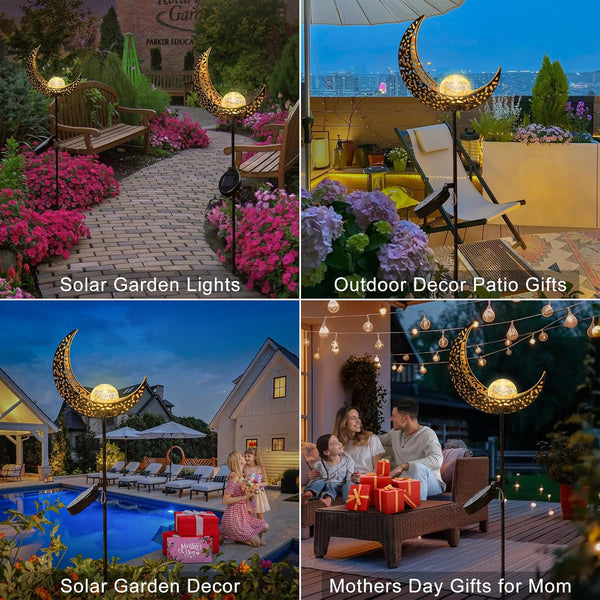Homeimpro Moon Solar Lights Outdoor Garden Decor Gifts for Mom Women,Waterproof Stakes Yard Decorations for Lawn, Patio Accessories, Backyard