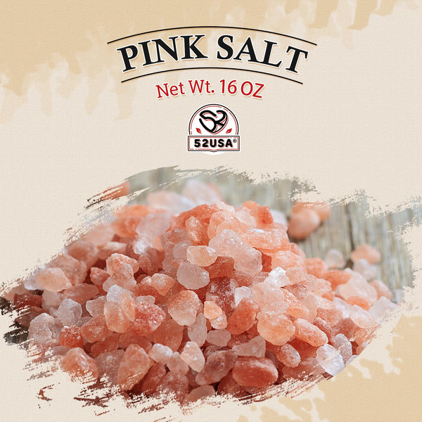 52USA Himalayan Pink Salt Coarse, Coarse Grain 1 lb, Pink Himalayans Sea Salt, Sea Salts for Grinder Refill, Himalayan Salts, Pink Salt, No