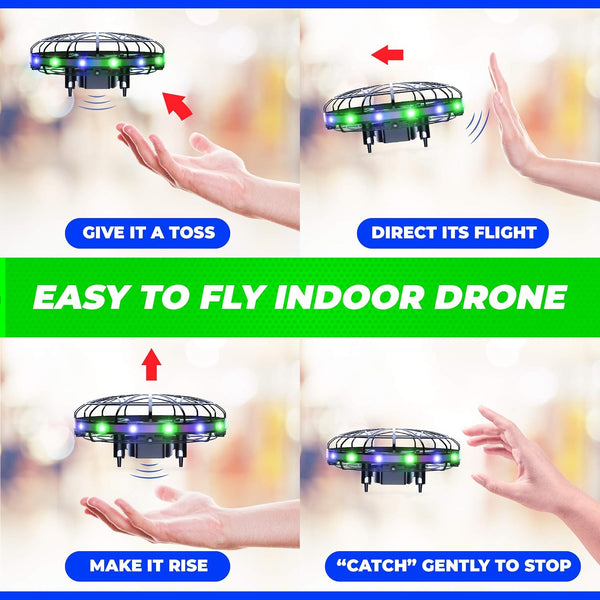 Force1 Scoot LED Hand Operated Drone for Kids or Adults - Hands Free Motion Sensor Mini Drones, Easy Indoor Flying Orb Ball Small UFO Toy for Boys
