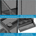 Marbrasse Mesh Pen Holder for Desk, Multi-Functional Pencil Organizer with Drawer, Desk Organizers and Accessories for Office Art Supplies (Black)