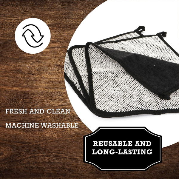 Terry Wash Cloths for Face and Body, Dual-Sided Cleansing and Exfoliating Washcloths, Machine Wash, Black, 3 Count