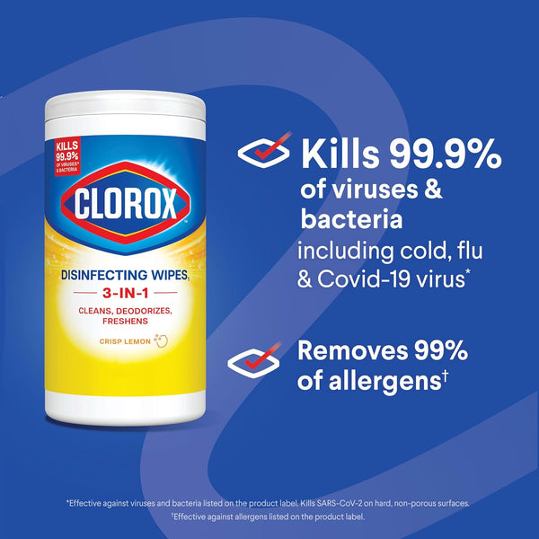 Clorox Disinfecting Wipes Back to School Variety Pack, 75 Count Each, Pack of 4 (Package May Vary) Lemon + Fresh
