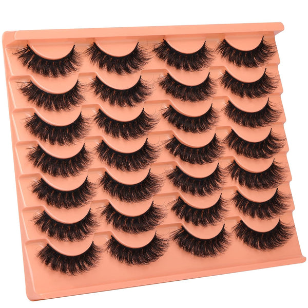 Short Lashes Natural Look False Eyelashes Thick Volume Faux Mink Lashes Pack Wispy Strip Fake Eyelashes Cat Eye Lashes That Look like Extensions