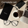 Gaoye Blue Light Blocking Glasses - Trending Round TR90 Frames, Metal Arms, UV400 Protection - Matching Soft Case *1-light Black Frame/Transparent