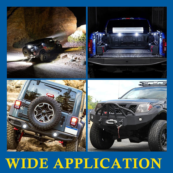 BUNKER INDUST Flush Mount LED Light Pods 5 Inch LED Work Light Bar Pair 48W Driving Bumper Lights Flood Spot Combo Off Road Fog Lights Waterproof
