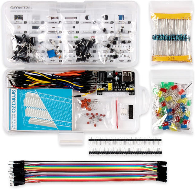 Basic Starter Kit for Arduino Project,Breadboard, Power Supply, Jumper Wires, Re