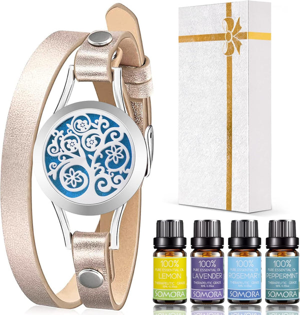 SOMORA Aromatherapy Essential Oil Diffuser Bracelet Set, Birthday Gifts for Women, Unique Gift Ideas for Mom, Best Friend, Sister, Wife,