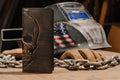 House of Jack Co. Skull Long Bifold Wallet for Men, Full Grain Cowhide Leather Biker Wallet, Rodeo Wallet, Black
