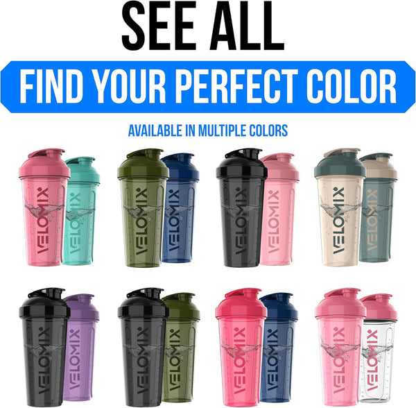 VELOMIX -2 Pack- 28 oz Protein Shaker Bottles for Protein Mixes - 2x Wire Whisk | Leak Proof Shaker Cups for Protein Shakes | Protein Shaker