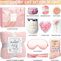 Birthday Gifts for Women Self Care Gifts Get Well Soon Gifts, Rose Relaxing Spa Gifts Basket Care Package W/ Luxury Flannel Blanket, Unique