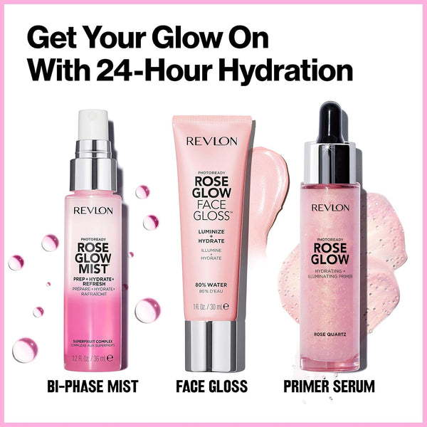 Revlon PhotoReady Rose Glow Face Gloss Makeup Primer, 1 fl oz Pink 1 Fl Oz (Pack of 1)