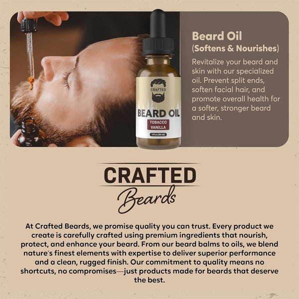 Crafted Beards Beard Oil Beard Oil Conditioner - Leave Your Beard Feeling Amazing - All Natural Ingredients - No Residue - Mustache Oil - 1Oz -
