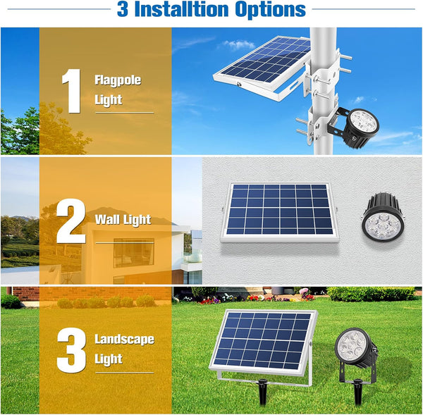 APONUO Solar Flag Pole Light,Solar Powered Flagpole Lights Pole Mount Upgraded Solar Flagpole Lights Outdoor Dusk to Dawn 2 Lighting Mode for