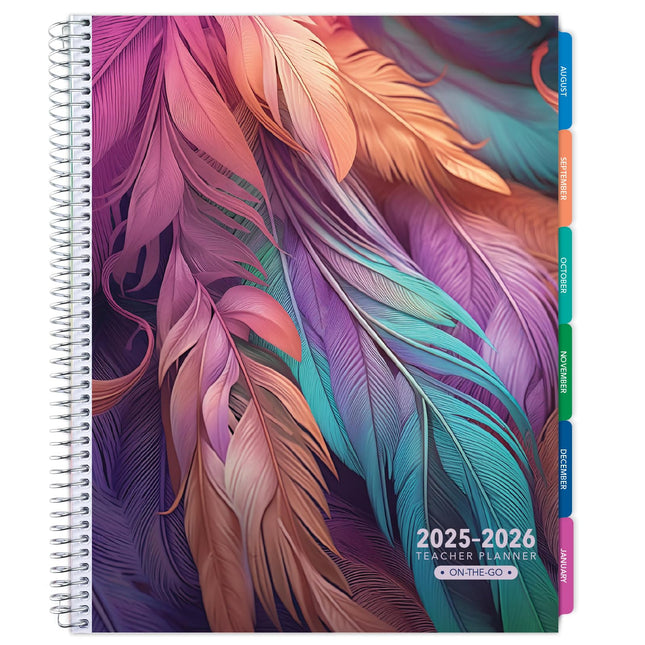 Aug 2025-Jul 2026 Lite Teacher Lesson Planner Notebook 8.5X11 Daily Weekly Monthly Organizers - Includes 7 Periods, Date