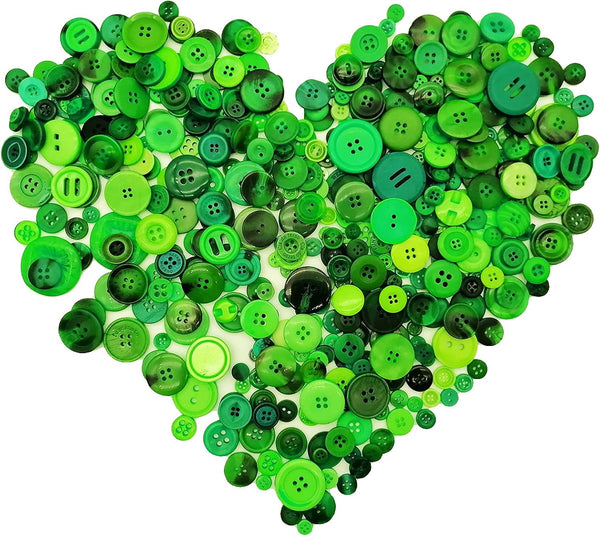 600-700Pcs Green Buttons for Crafts Bulk Green Craft Buttons Assorted Size for Sewing DIY Crafts