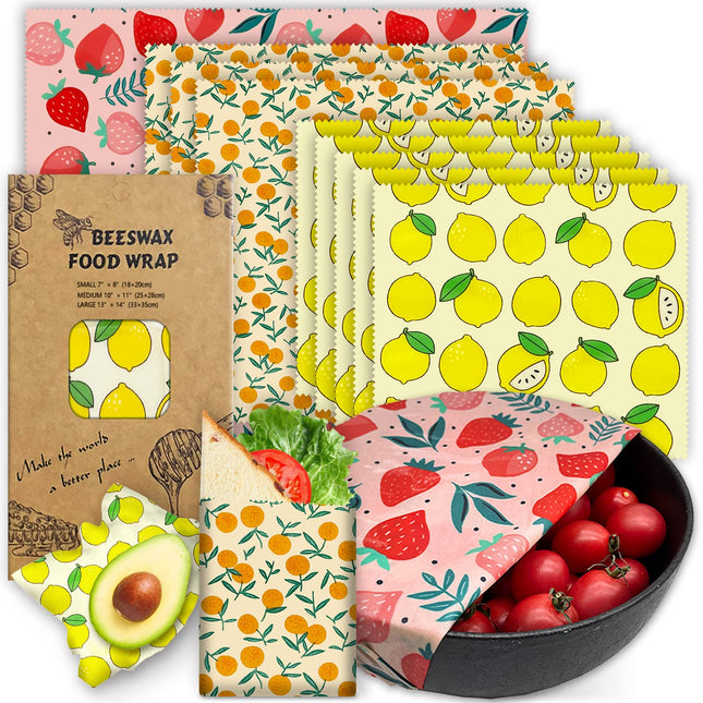 Reusable Beeswax Wrap - 9 Pack Eco-Friendly Beeswax Wraps for Food, Organic, Sus