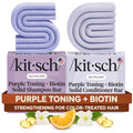 Kitsch Purple Shampoo & Conditioner Bar for Color Treated & Grey and White Hair, Made in Us, Toning Bar Shampoo & Conditioner for Blonde