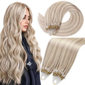 Moresoo Micro Ring Hair Extensions Blonde Highlight Microlink Hair Extensions Human Hair Ash Blonde Mix Bleach Blonde Hair Extensions Micro Link