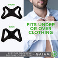 Gaiam Restore Posture Corrector for Women & Men - Back Straightener Adjustable Straps Compact Brace Support for Clavicle, Neck, Shoulder,