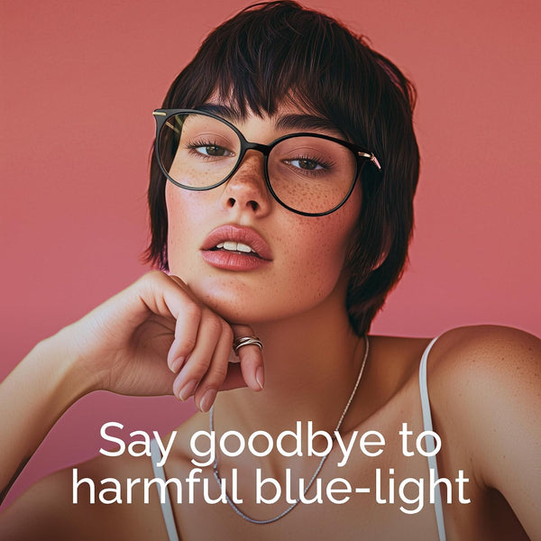 Gaoye Blue Light Blocking Glasses - Trending Round TR90 Frames, Metal Arms, UV400 Protection - Matching Soft Case *1-light Black Frame/Transparent