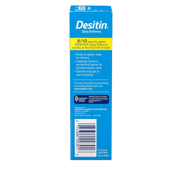 Desitin Daily Defense Baby Diaper Rash Cream with Zinc Oxide to Treat, Relieve & Prevent diaper rash, Hypoallergenic, Dye-, Phthalate- &