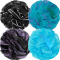 Loofah Sponge Soft Mesh Shower Puffs for Body Wash Bath Sponge Body Scrubber for Women & Men Body Exfoliator-Bathing Accessories(60G L 4Pcs)