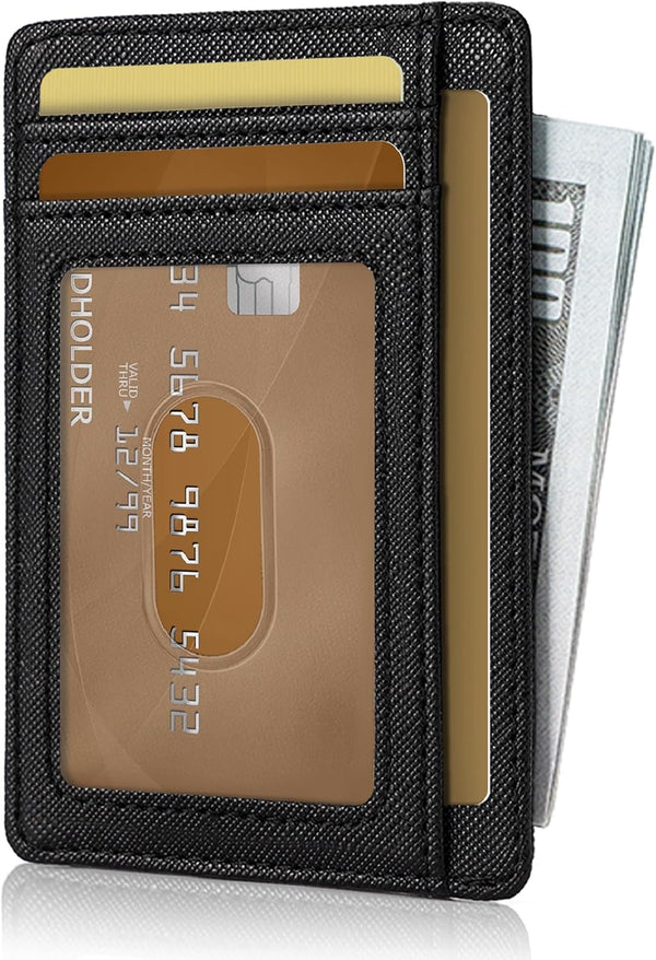 Hoewina Slim Wallet for Men, Minimalist Front Pocket RFID Blocking Leather Wallets, Thin Travel Card Holder Wallet, Gifts for Men and Women (Cross