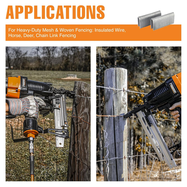 Freeman 9-Gauge Fencing Staples | 2" | Glue Collated | Galvanized Steel | 1000 Count | Indoor and Outdoor | Livestock Fences, Deer Prevention,