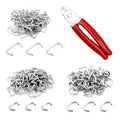 270 Pcs of 3 Sizes Galvanized Hog Rings Assortment Kit and Pliers | Professional Pliers Widely for Bungee Animal Pet Cages Bagging Meat and
