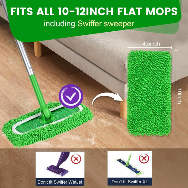 6Pcs Reusable Microfiber Mop Pads Compatible with Sweeper Mop, Replacement Wet Mopping pad Refills & Washable Dry Sweeping Cloths for