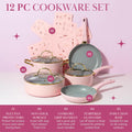 Paris Hilton Epic Nonstick Pots and Pans Set, Multi-layer Nonstick Coating, Tempered Glass Lids, Soft Touch, Stay Cool Handles, Made without PFOA,