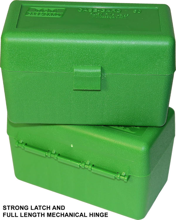 MTM 50 Round Flip-Top Rifle Ammo Box 270 Win 280 Rem 30-06, Green