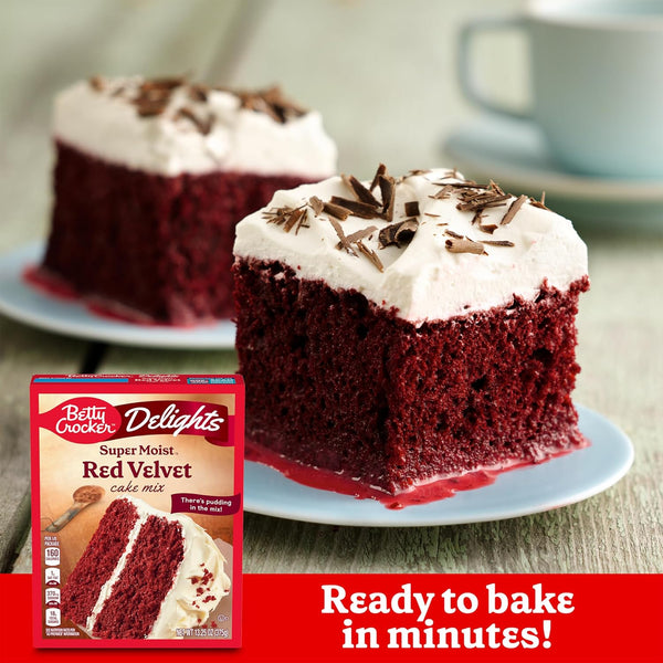 Betty Crocker Delights Super Moist Red Velvet Cake Mix, 13.25 Oz. (Pack of 12)