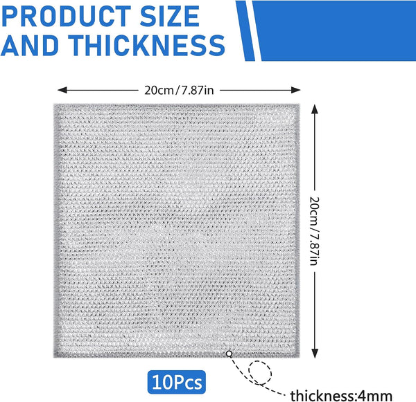 Aidoclip Non-Scratch Steel Wool Dishcloths - 50 Pack Gray Kitchen Scrubbers | Durable Pads Handle Wet or Dry Scrubbing on Dishes, Sinks and