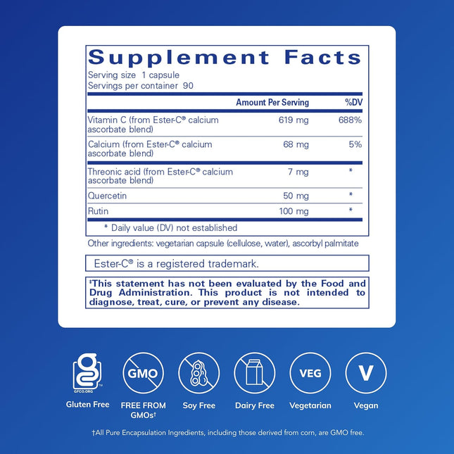 Pure Encapsulations Ester-C & Flavonoids - Vitamin C Supplement for Antioxidants