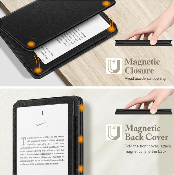 Fintie Stand Case for Kindle Paperwhite 12th/11th Gen & Kindle Colorsoft | Foldable Kickstand PU Leather Cover, Card Slot, Hand Strap, Auto