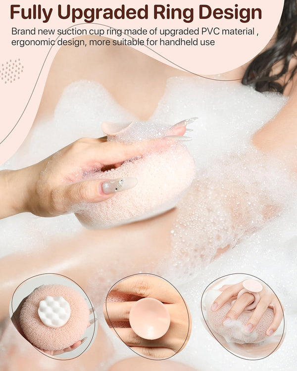Super Soft Sunflower Suction Cup Bath Ball, 2025 Upgraded 2-In-1 Sunflower Ball Exfoliating Bath Sponge Cleaning Brush, Mesh Shower Body Sponge