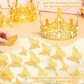 cridoz Gold Crowns for Flower Bouquets, Flower Bouquet Accessories Including 4 Pcs Bouquet Crown, 12 Pcs Butterfly Decorations and 50 Pcs Flower