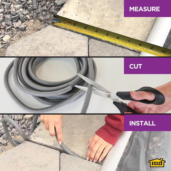 M-D Building Products - Versatile Gray Foam Backer Rod Set 1/2In X 20Ft - Essential Caulk Saver for Sealing Concrete Gaps, Expansion Joints, and