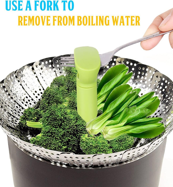 Consevisen Vegetable Steamer Basket for Cooking Food, Stainless Steel Veggie Steam Basket for Pot, Folding Expandable Steaming Insert with