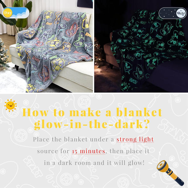 Gamer Blanket for Boys, Gaming Throw Blanket for Kids, Graduation Gifts for Kids Gamers, Gaming Room Decor, Birthday Gifts for Boys 8-12, 40"x50"