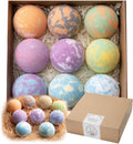 Bath Bomb for Women, 9Pcs Handmade Bubble Bathbombs with Natural Essential Oils, Coco Butters, Holiday Gift for Mother, Wife, Girlfriend, Floral