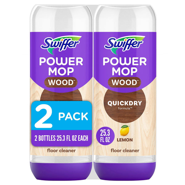 Swiffer Power Mop Wood Refill Solution, Quickdry Hardwood Floor Cleaner for Mopping Home, Bathroom, Kitchen, All Purpose Multi-Surface Solution